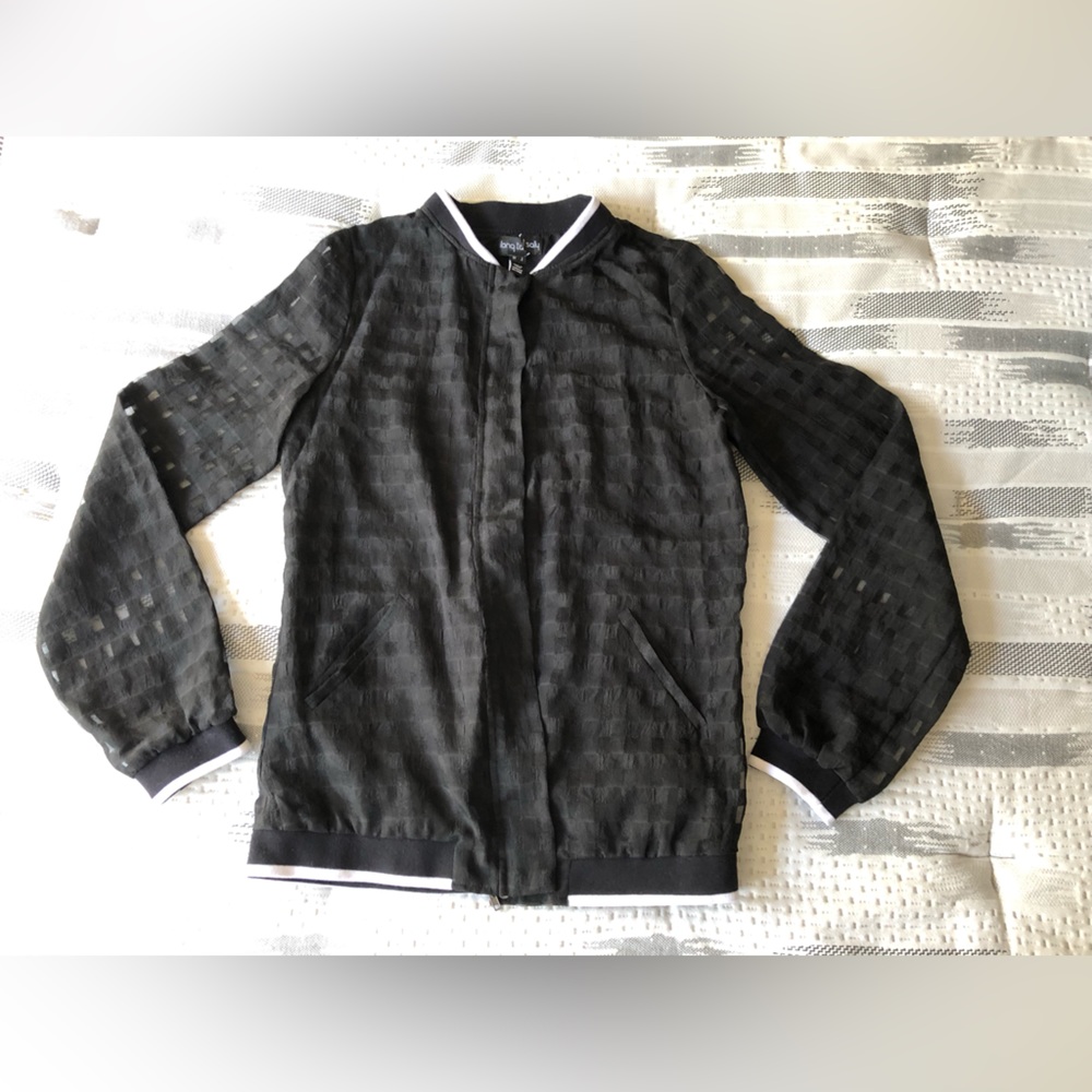 Long tall sally 4 lightweight jacket checked sheer arms lined color block